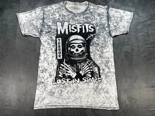 Tie Dye White Black MISFITS Rock Metal Band Punk Terror Lost in Space Med Shirt