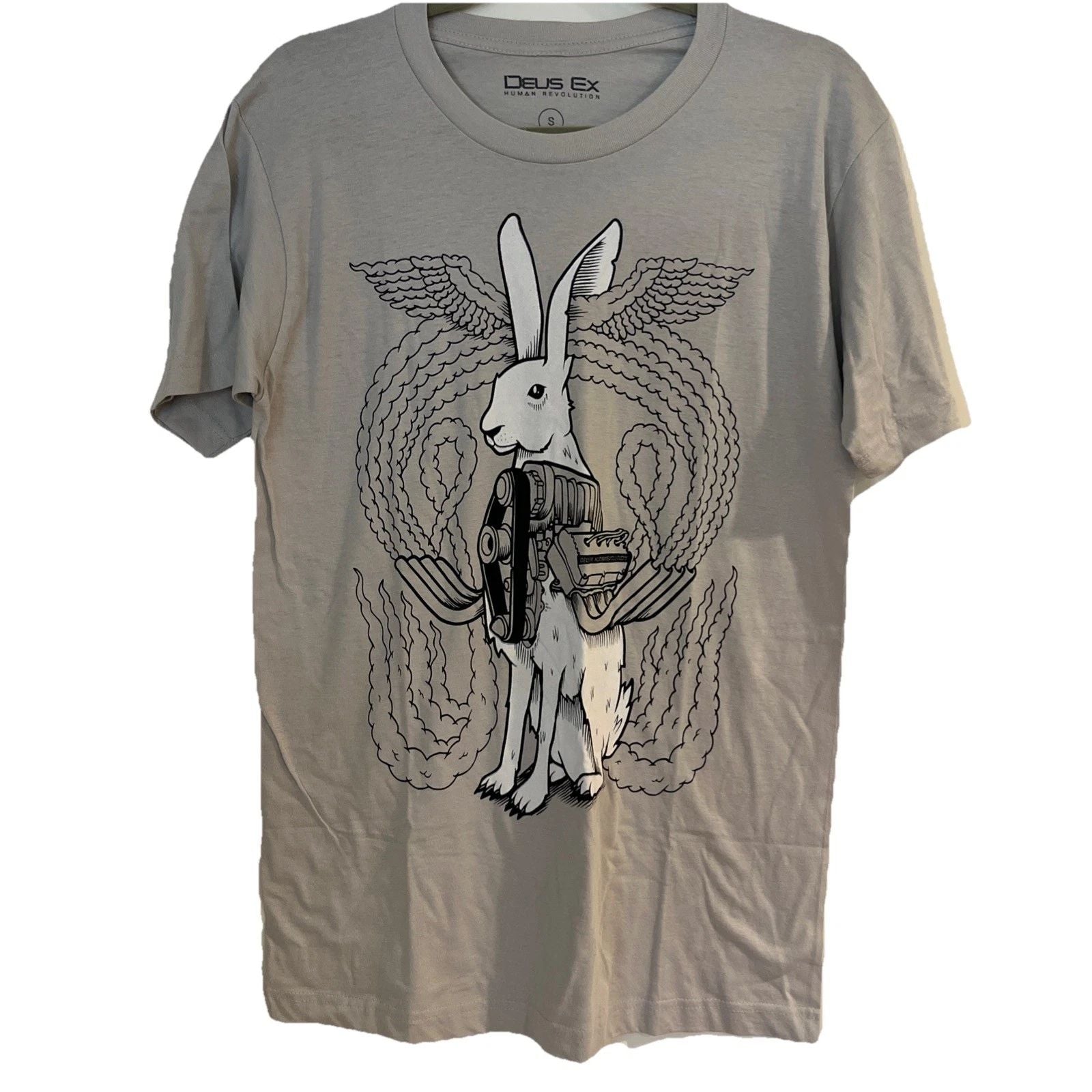 Deus Ex Human Revolution Shirt Mens Small Gray Video Game Art Exhibit Rabbit D2