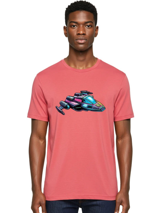 Spaceship Mens Graphic Tee, 100% Cotton, Casual Summer Wear
