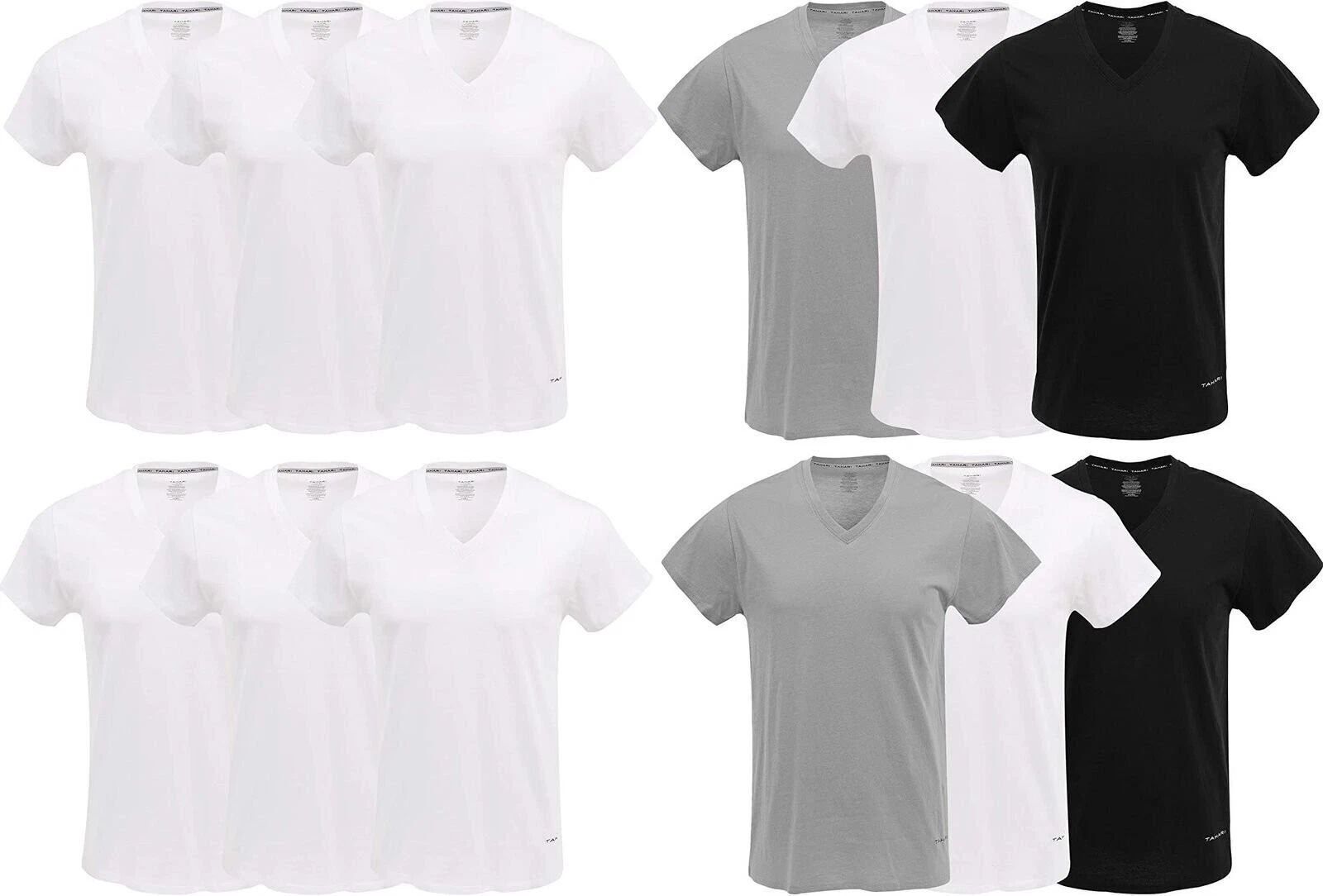 TAHARI Mens Multi Pack Cotton V-Neck T-Shirt Undershirts Available in S,M,L,XL