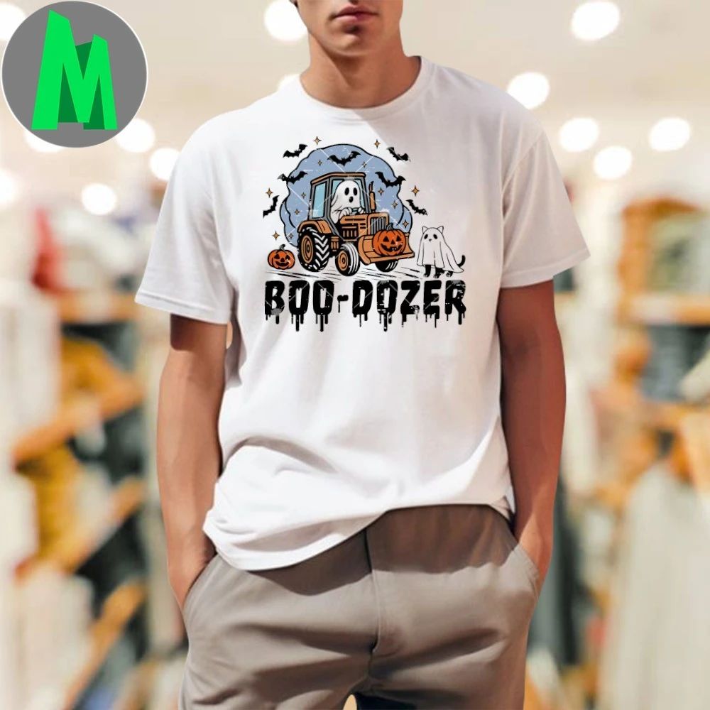 Cute Fall Ghost Boo Dozer Pumpkin Truck Halloween Shirt