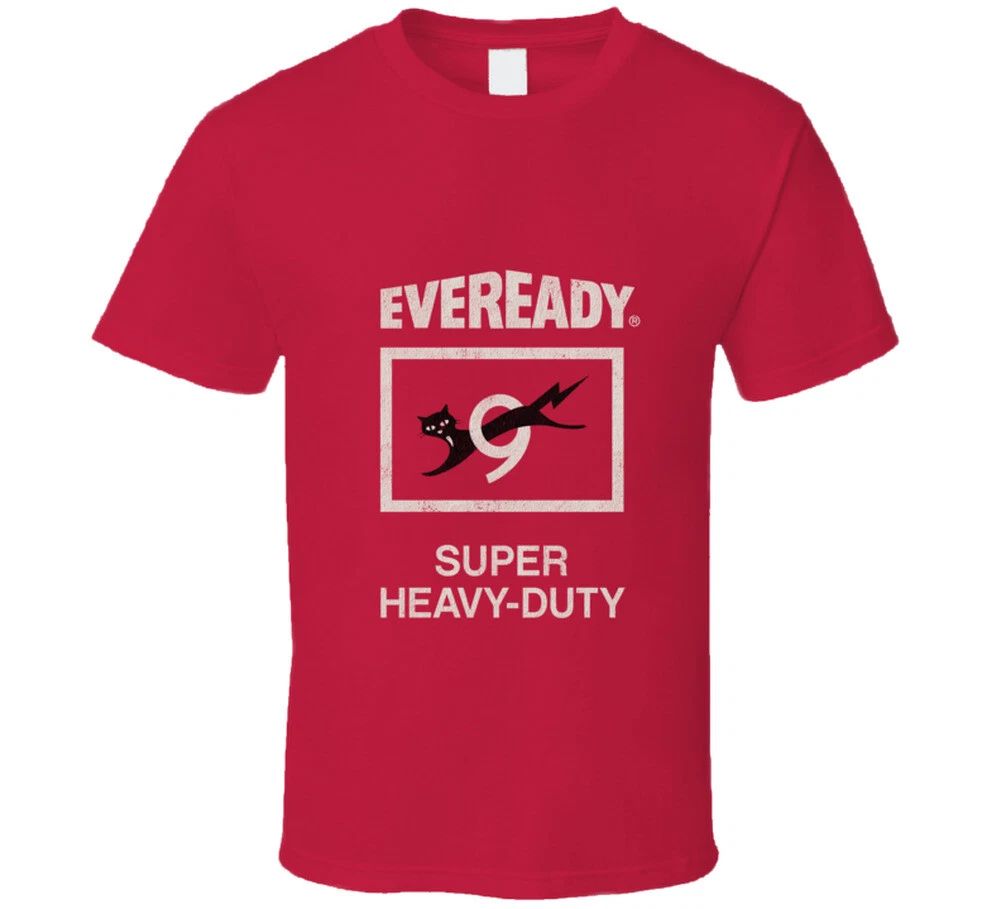 Eveready, T-shirt, Black Cat, 9, Nine, Lives,  Retro, Battery, Power, Logo