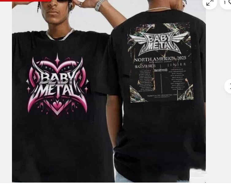 Babymetal North American 2025 Tour Dates Two Sides T-Shirt Gift Full Size.