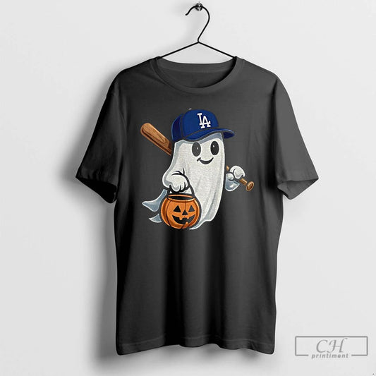 Classic Ghost Los Angeles Dodgers Pumpkin Spooky Baseball T Shirts