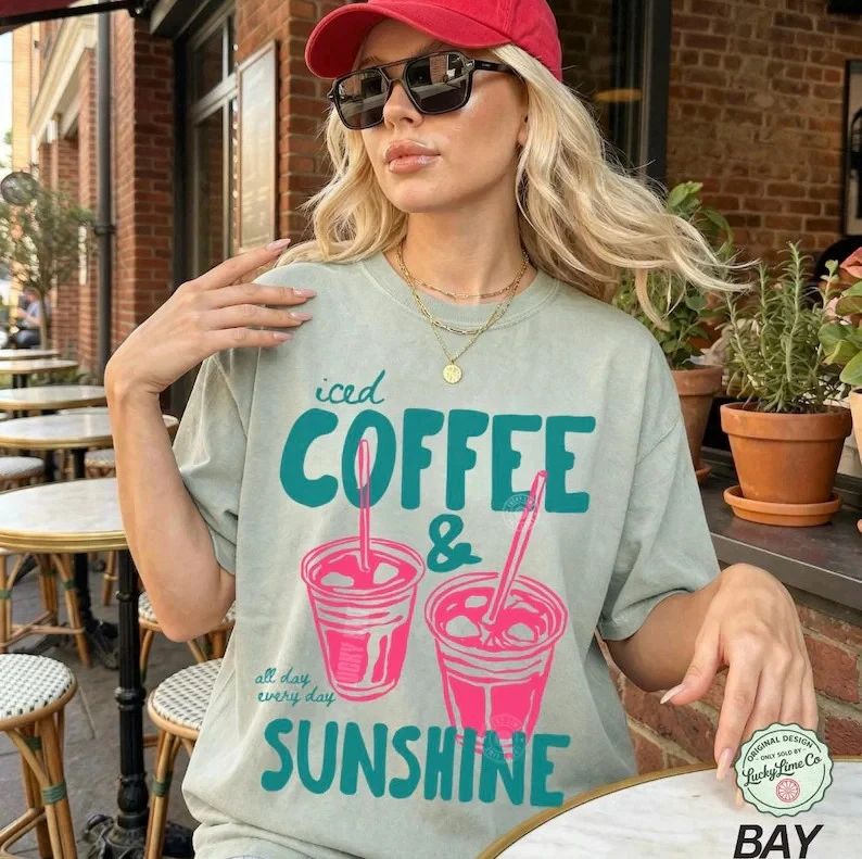 ced Coffee and Sunshine Shirt, Iced Coffee Shirt, Coffee Lover Gift, Summer ship