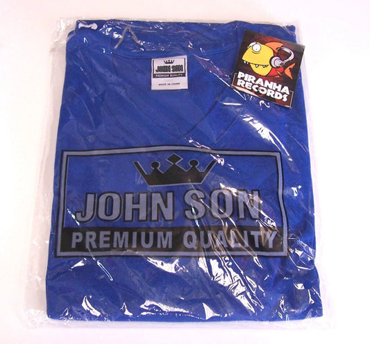 John Son Premium Quality Blue V-Neck Shirt M-5XL 100% Cotton Piranha Records