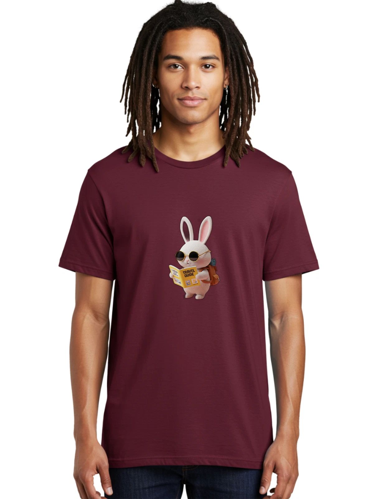Travel-Guide-Rabbit Mens Graphic Tee, 100% Cotton, Casual Summer Wear