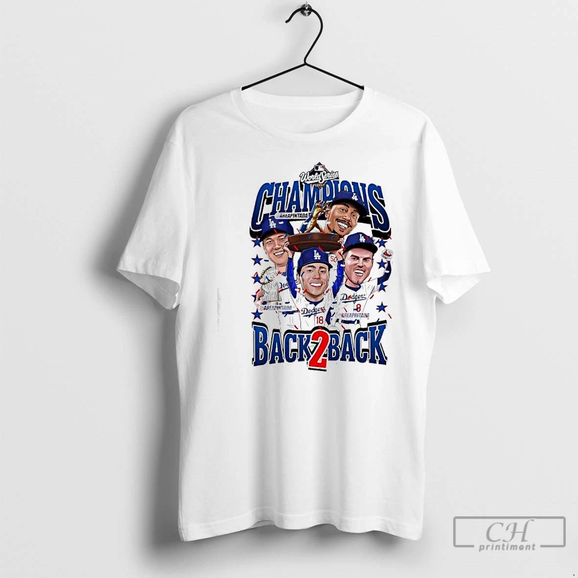 Classic Back2back Los Angeles Dodgers Mlb World Series Champions Cartoon Players
