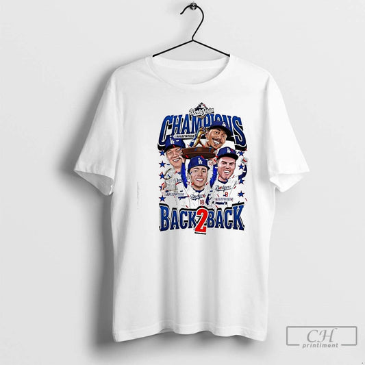 Classic Back2back Los Angeles Dodgers Mlb World Series Champions Cartoon Players