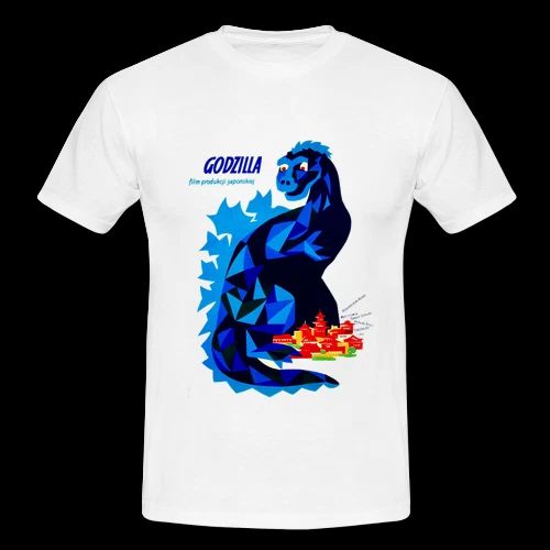 Mens Cotton Retro T-shirt Godzilla B-Grade Film Monster Flick Film Sci Fi Movie