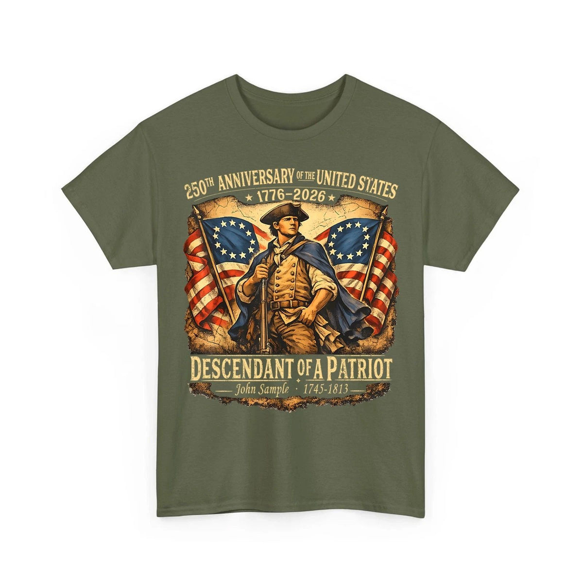 Custom Descendant Of A Patriot 250th Anniversary USA 250 Years Birthday T-Shirt