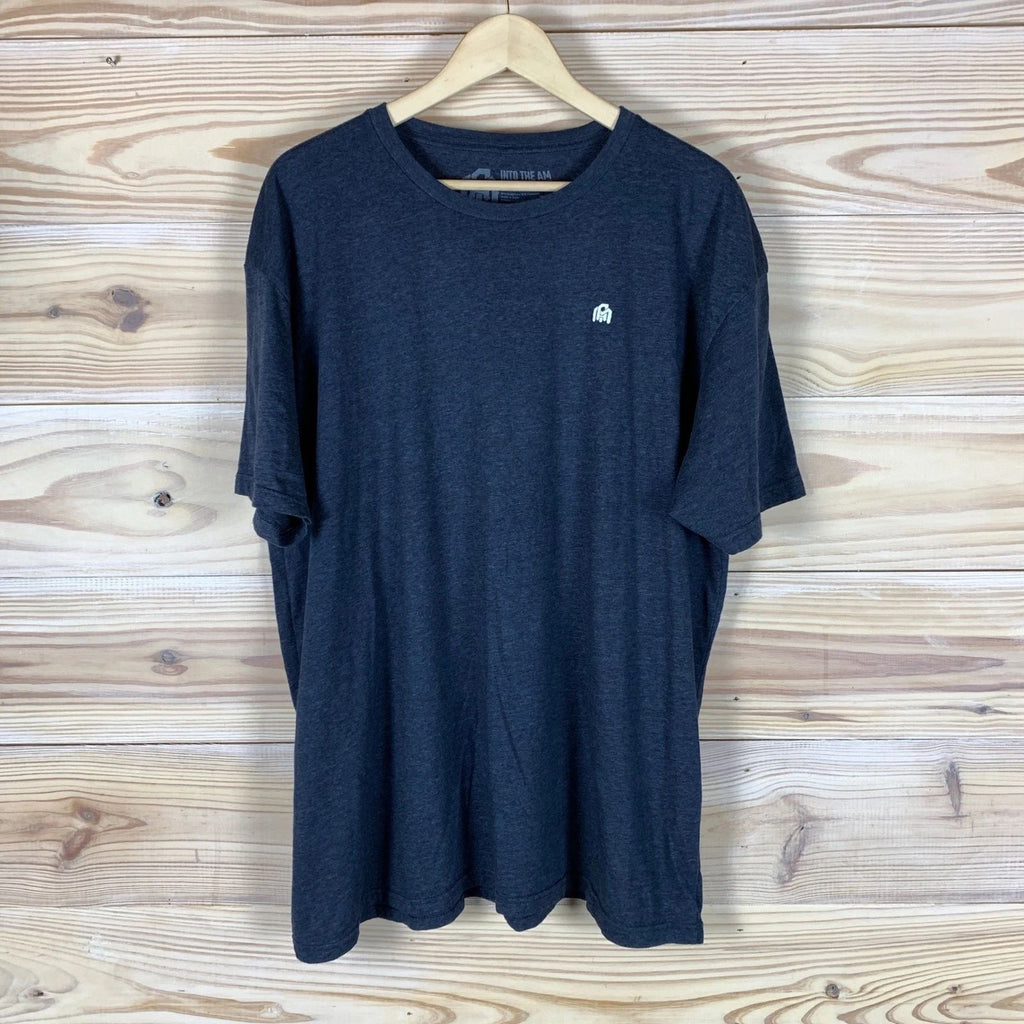 INTO THE AM Shirt Mens 2XL Navy Blue Crewneck Tee Basic Logo Short Sleeve