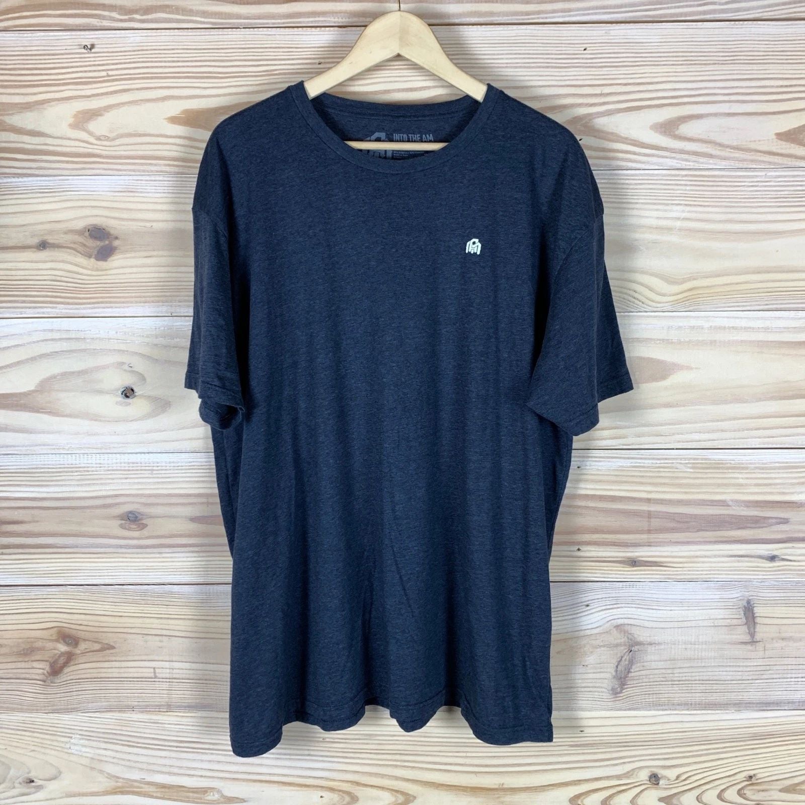 INTO THE AM Shirt Mens 2XL Navy Blue Crewneck Tee Basic Logo Short Sleeve
