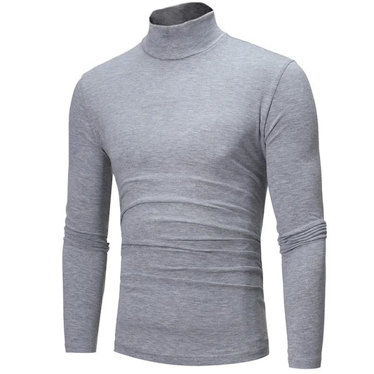 Men Roll Neck Cotton Lightweight Jumper T-Shirt Turtle Long Sleeve 50% OFF