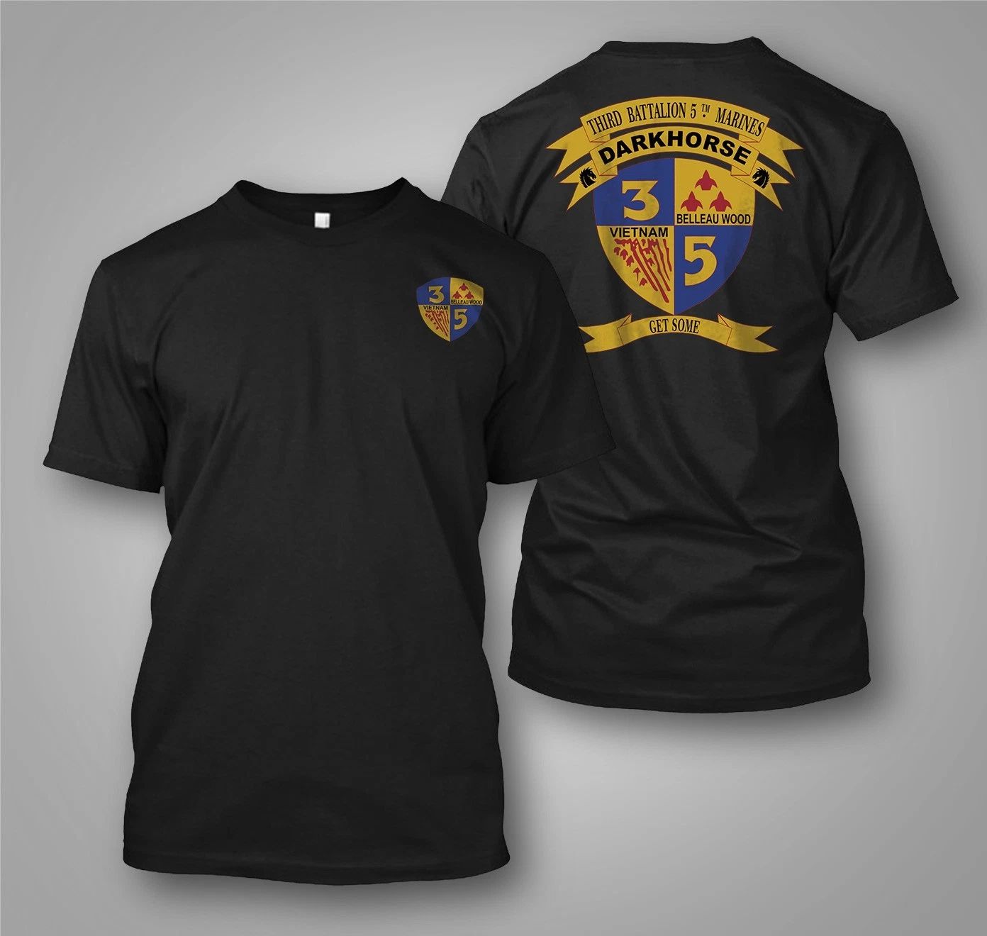 NEW Darkhorse Unit 3rd Battalion 5th Marines - Custom front and back t-shirt tee