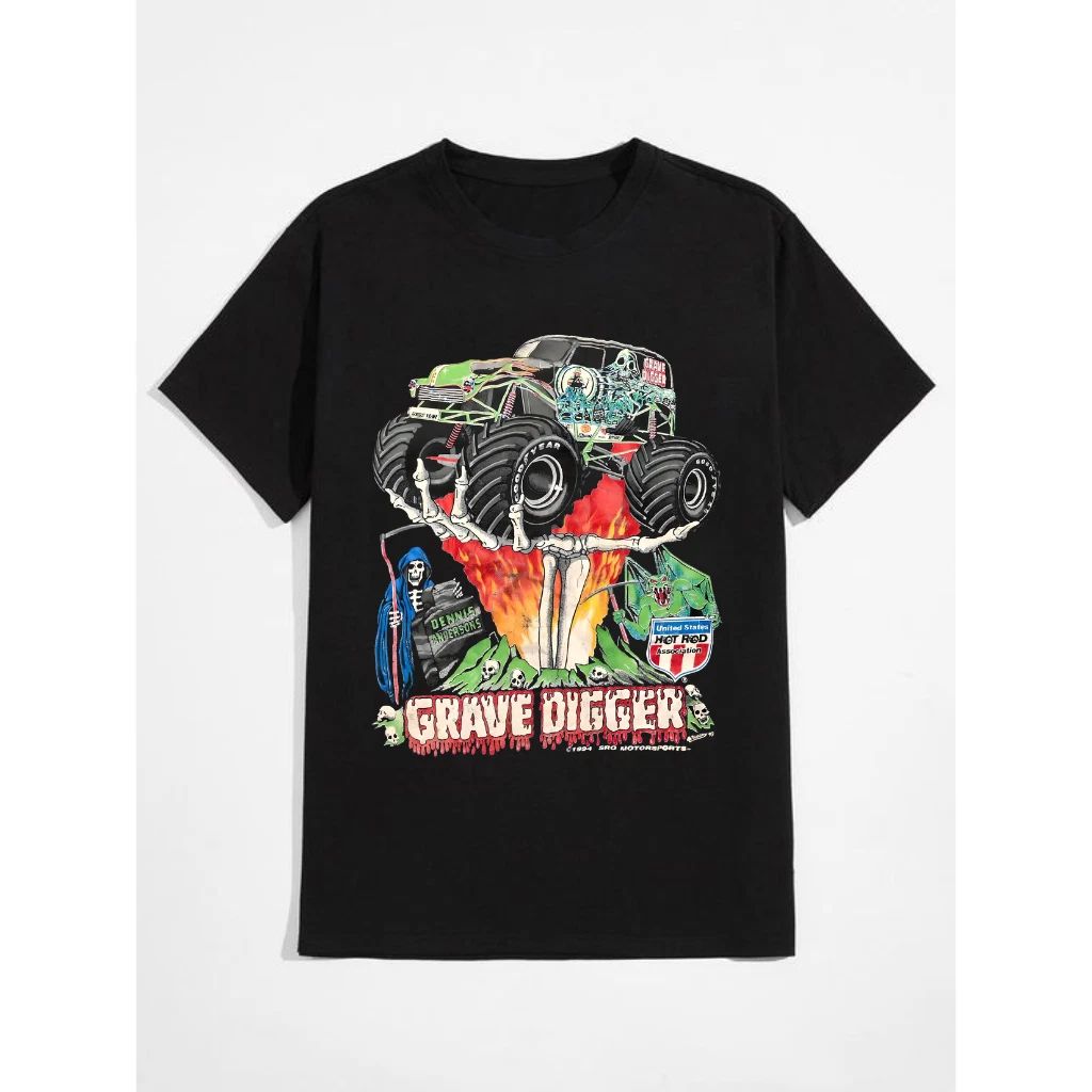 Vintage 1990s Grave Digger “Dennis Anderson” Monster Truck Black T-Shirt