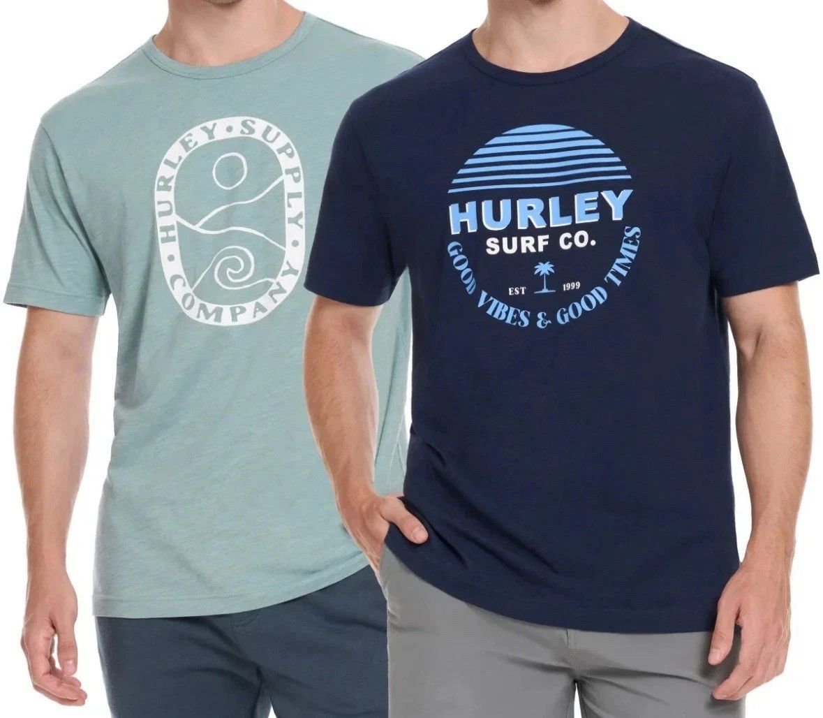Hurley Men's Graphic Tee, 2-pack - GREEN/ORANGE Or Blue/ Dark Blue You Pick Size