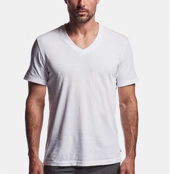 James Perse Men's Relaxed Fit NWOT White S/S V-Neck Soft Cotton T-Shirt MLJ3352