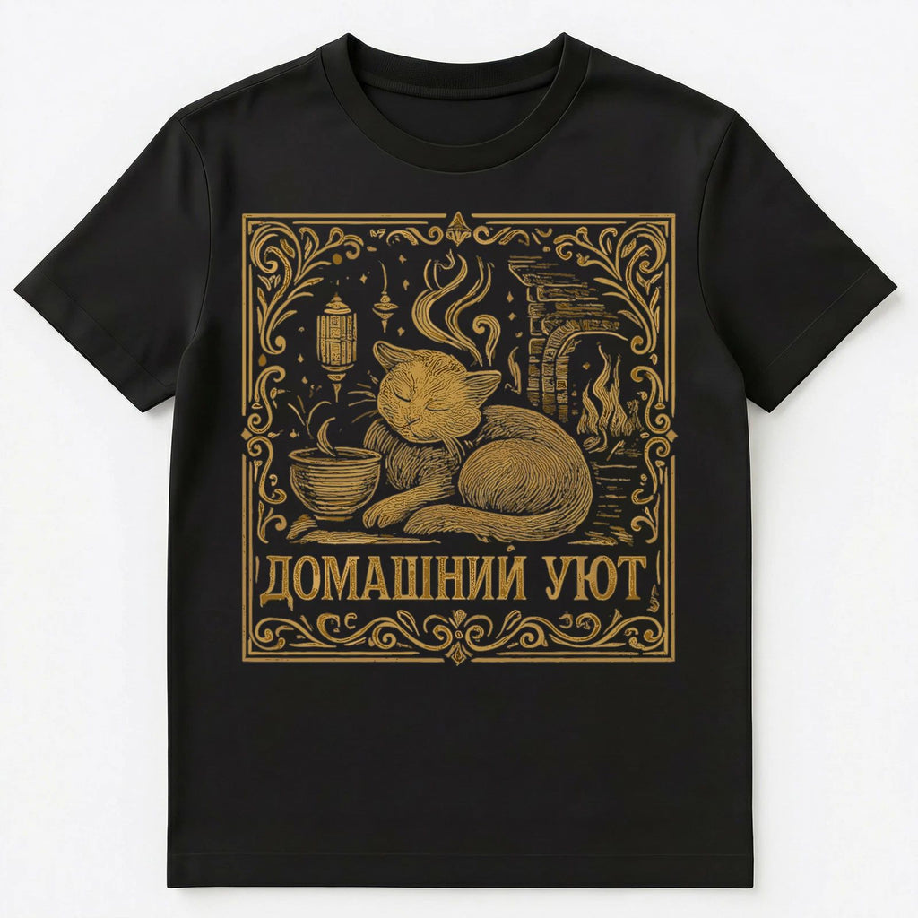 Charming Russian Cat Cozy Home Aesthetic Design Unisex T-Shirt
