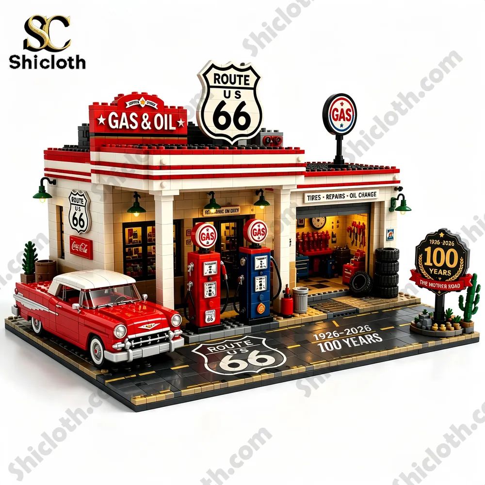 Route 66 Gas & Service Station 100th Anniversary Building Brick Set