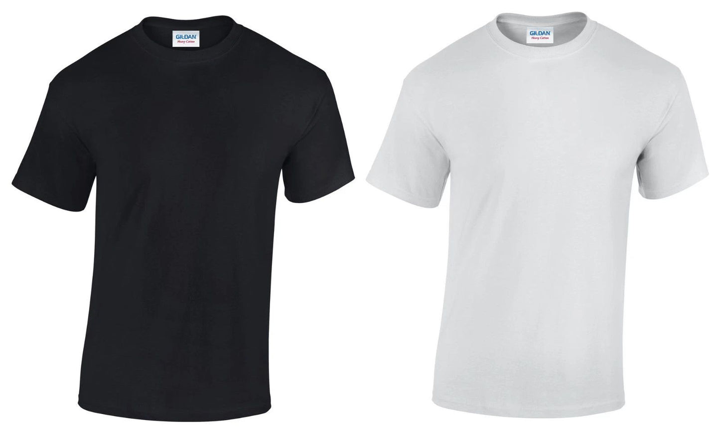 New Plain Black + White Tops Heavy 100% Cotton Gildan short sleeved T-shirt X2