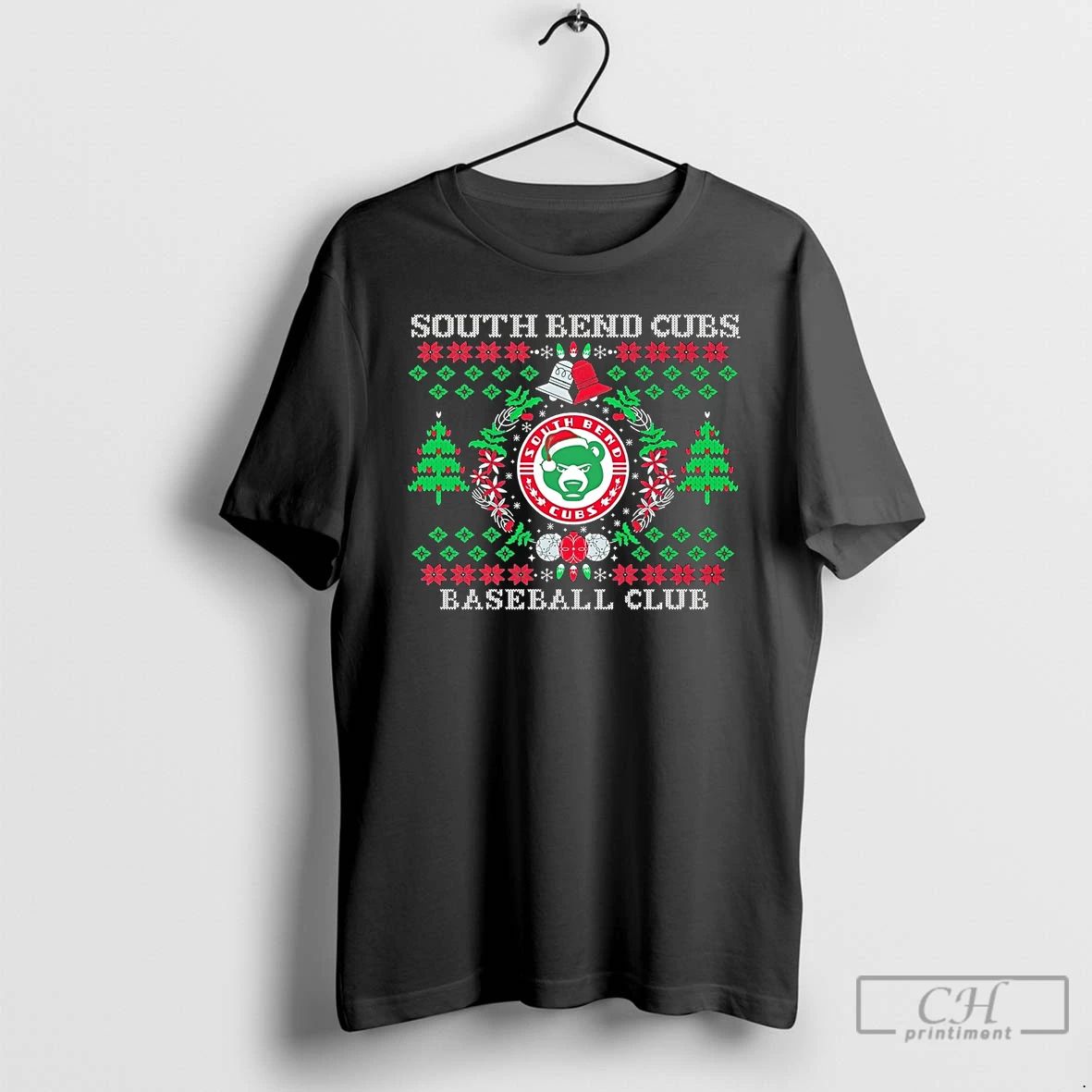 Premium South Bend Cubs Baseball Club Wreath Christmas T Shirts