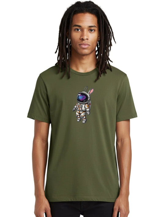 Rabbit-Astronaut Mens Graphic Tee, 100% Cotton, Casual Summer Wear