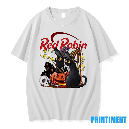 Black Cat Red Robin Halloween Tshirts Sweater
