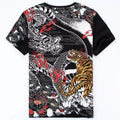 Japanese Dragon Tiger Men's T-Shirt Asian Mafia Tattoo Style Print Yakuza