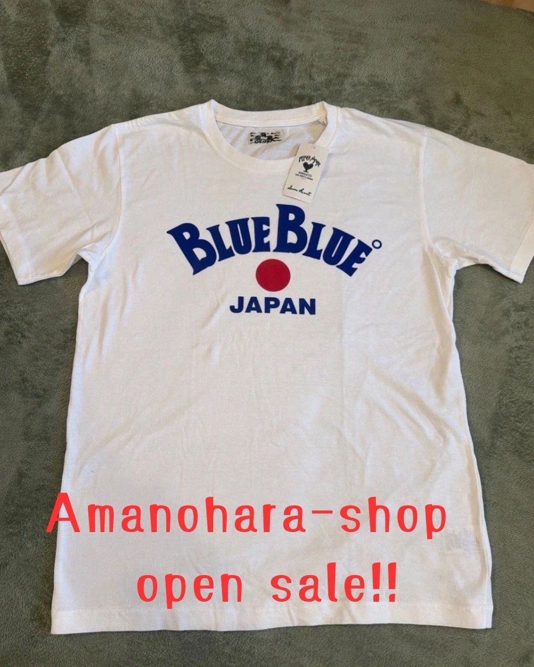 BLUE BLUE JAPAN T-shirt L Indigo & Crimson Red Traditional Dye New Made in Japan