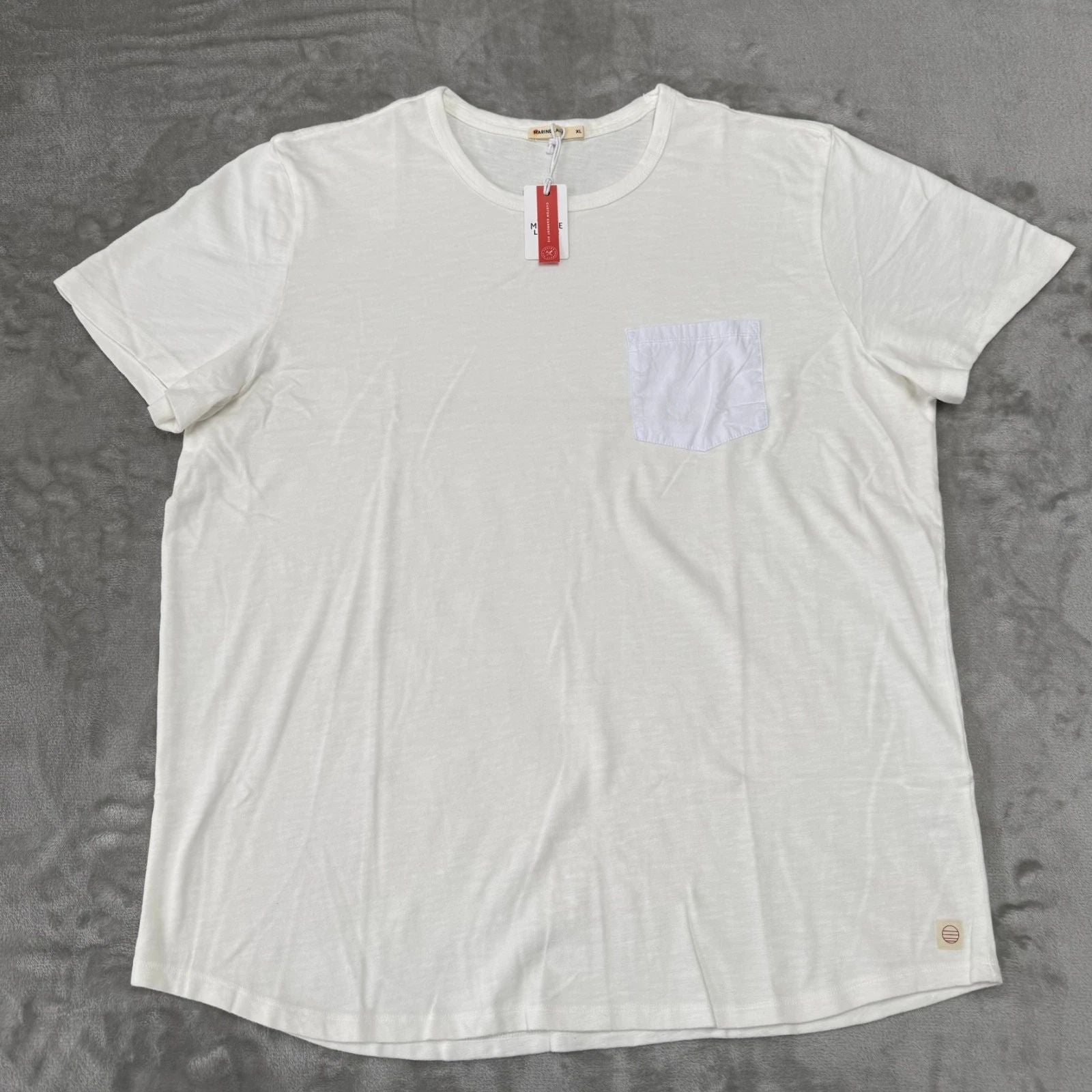 Marine Layer Heavy Slub Pocket Tee T-Shirt Mens XL Antique Cream Soft New NWT