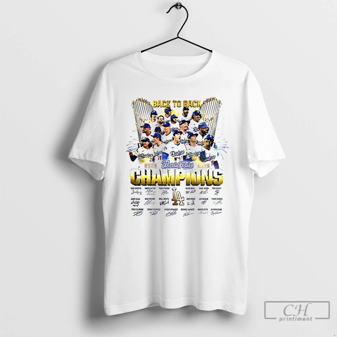 Classic Los Angeles Dodgers 2025 World Series Champions Back To Back Signature T Shirts