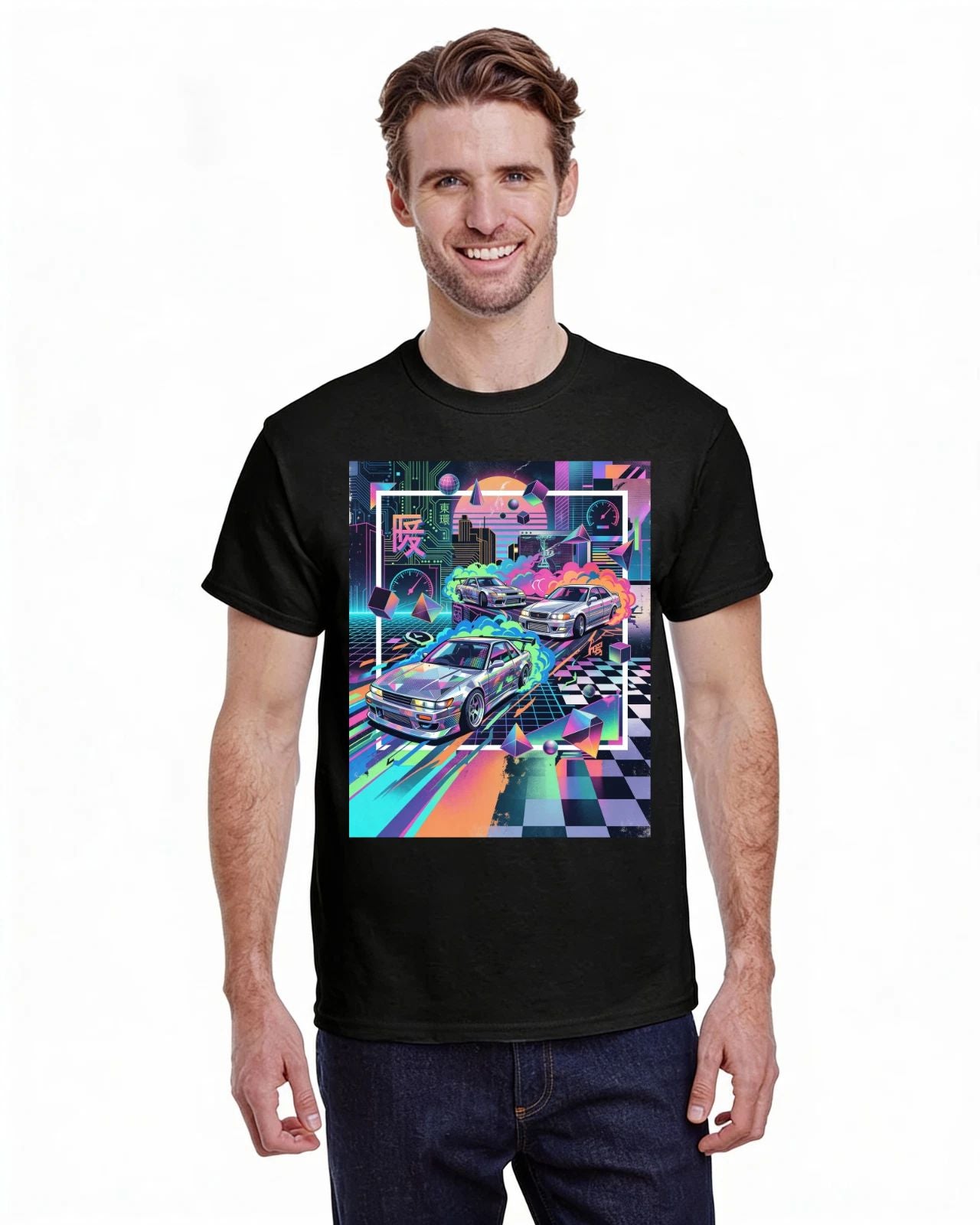 Nissan Silvia S13 & Toyota Chaser Drift T-Shirt | JDM Vaporwave