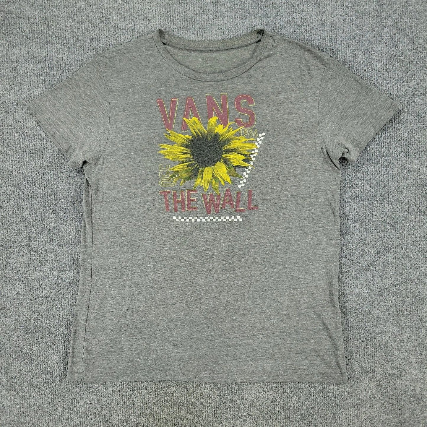 Vans Shirt Men's Medium Gray Off The Wall Floral Graphic Tee Short Sleeve Adult