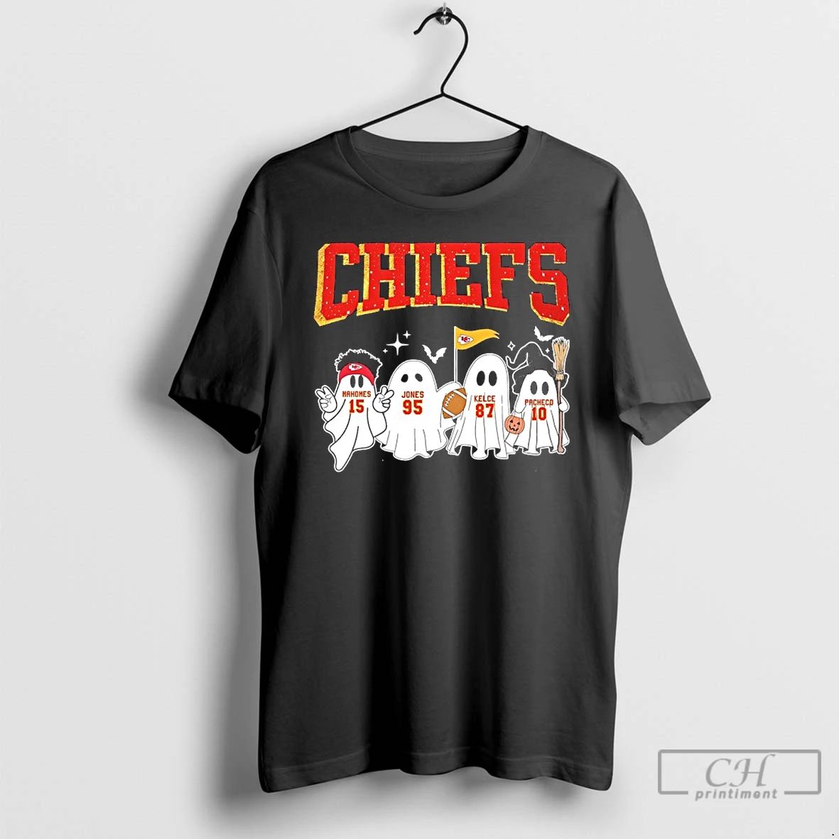 Classic Chiefs Player Ghost Halloween Mahomes Jones Kelce And Pacheco T Shirts