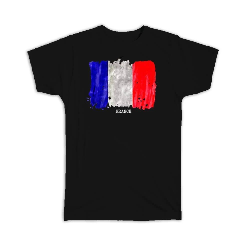 Gift T-Shirt : France Flag Europe Travel Expat Country Watercolor