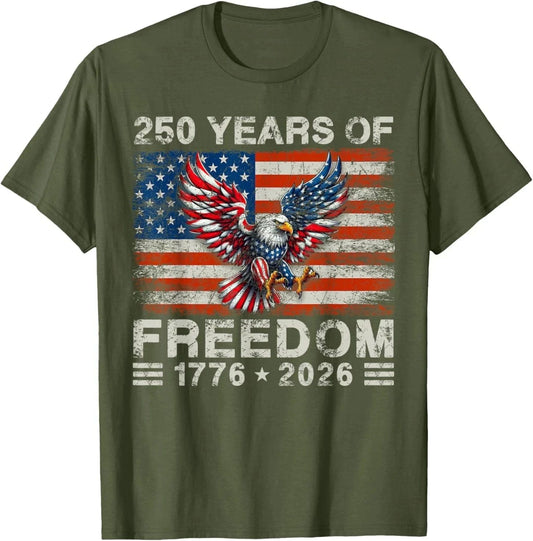 250th American Anniversary Independence 250 Years of Freedom T-Shirt reprint sal