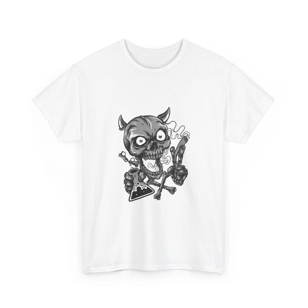 Cartoon Demon Skull T-Shirt | Smoking Skull Graphic Tee, Cool Style, Street Wear