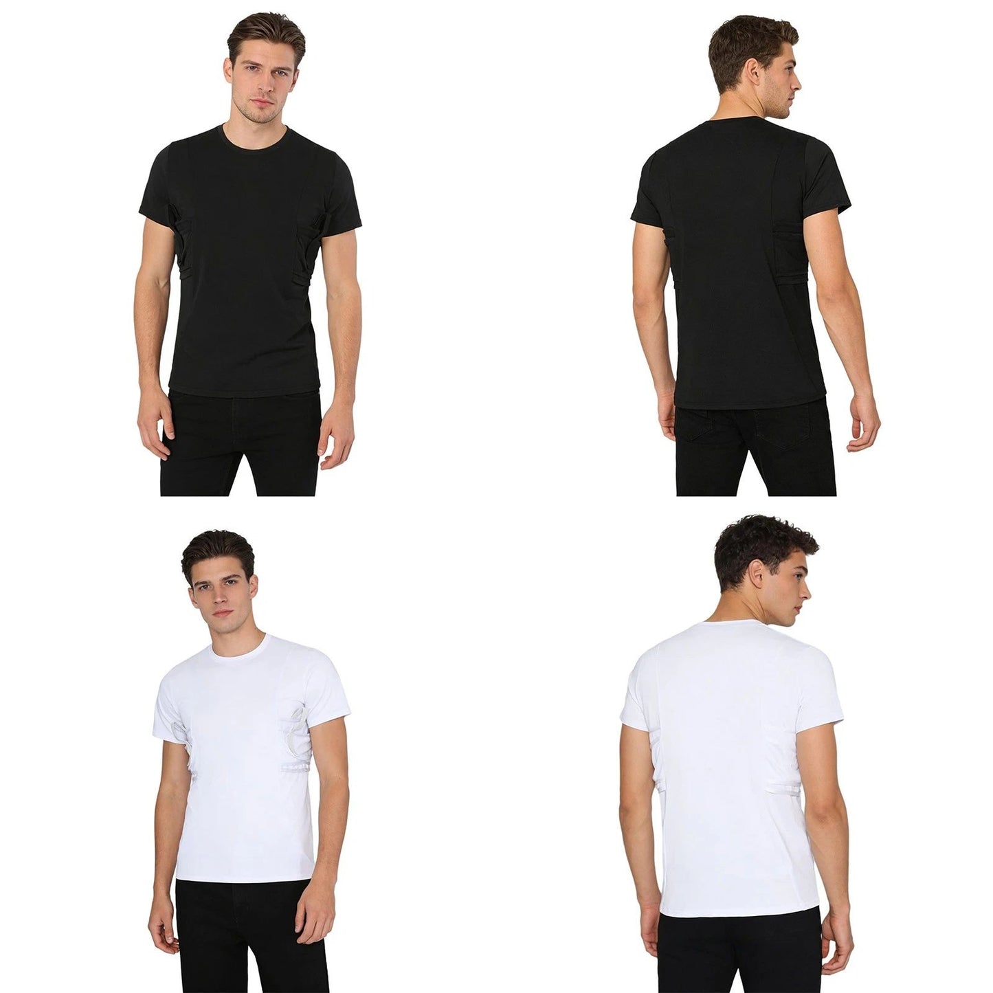 Men T-shirt Outdoor Tops Military Shirt Combat Round Neck Stretchy Conceal