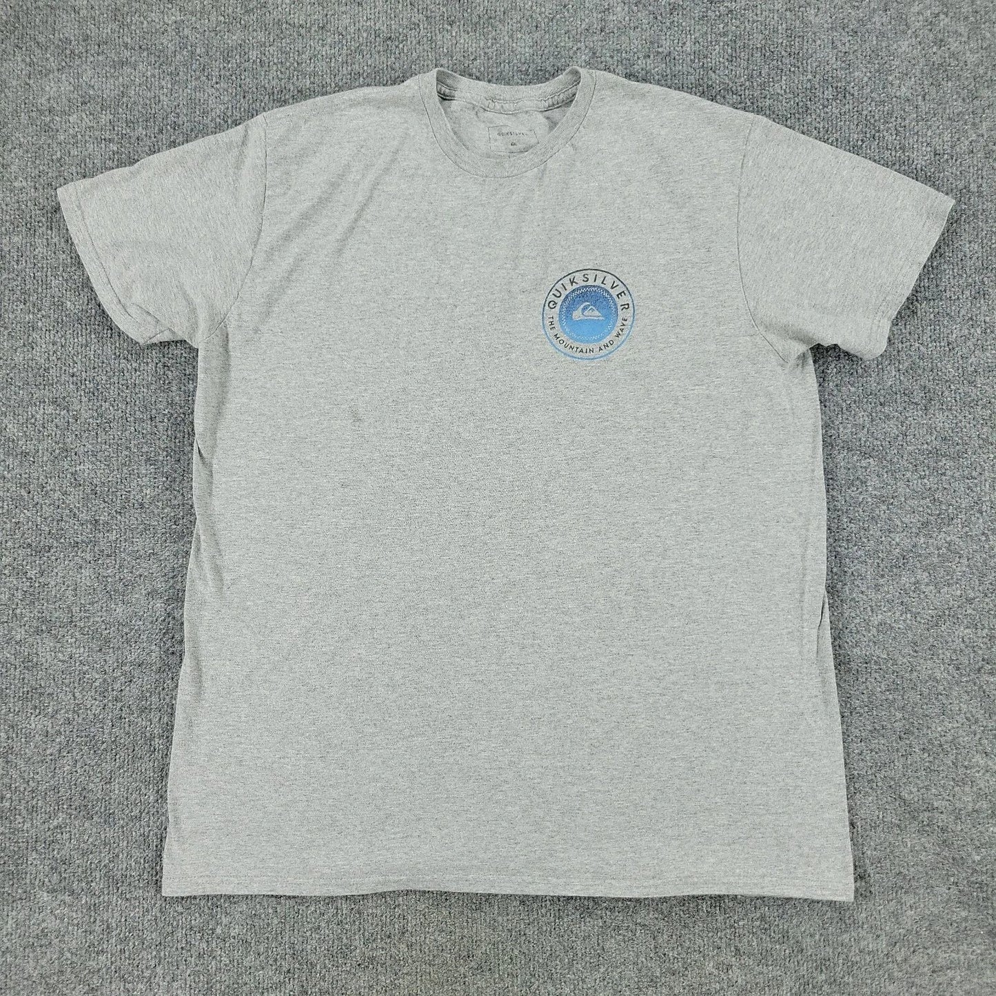 Quiksilver Shirt Men's Large Gray The Mountain & Wave Graphic Short Sleeve Adult