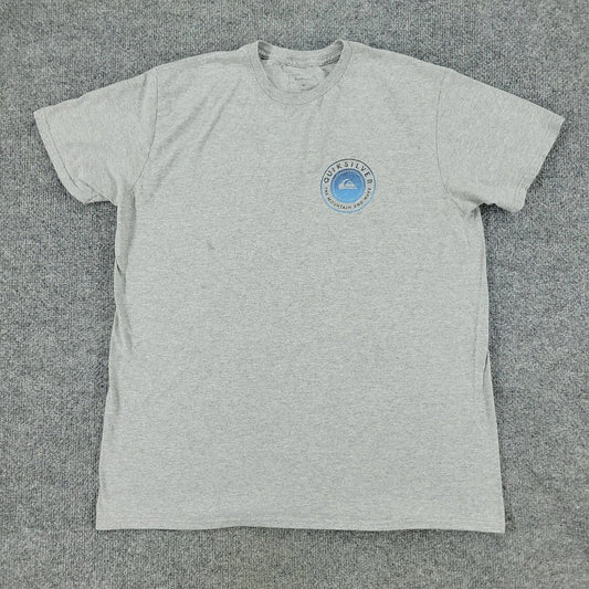 Quiksilver Shirt Men's Large Gray The Mountain & Wave Graphic Short Sleeve Adult