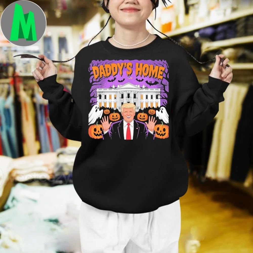 Funny Patriotic Halloween 2025 Daddys Home White House Usa Shirt