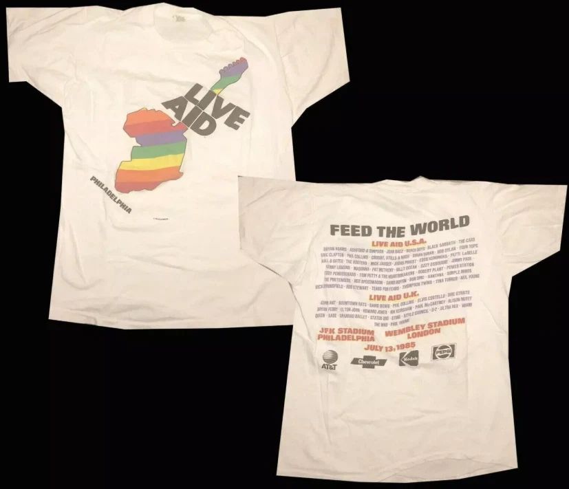 New Vintage Live Aid 1985 Philadelphia Concert T Shirt