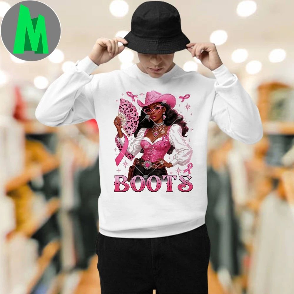 Boots On The Ground Pink Cowgirl Breast Cancer Western Shirt
