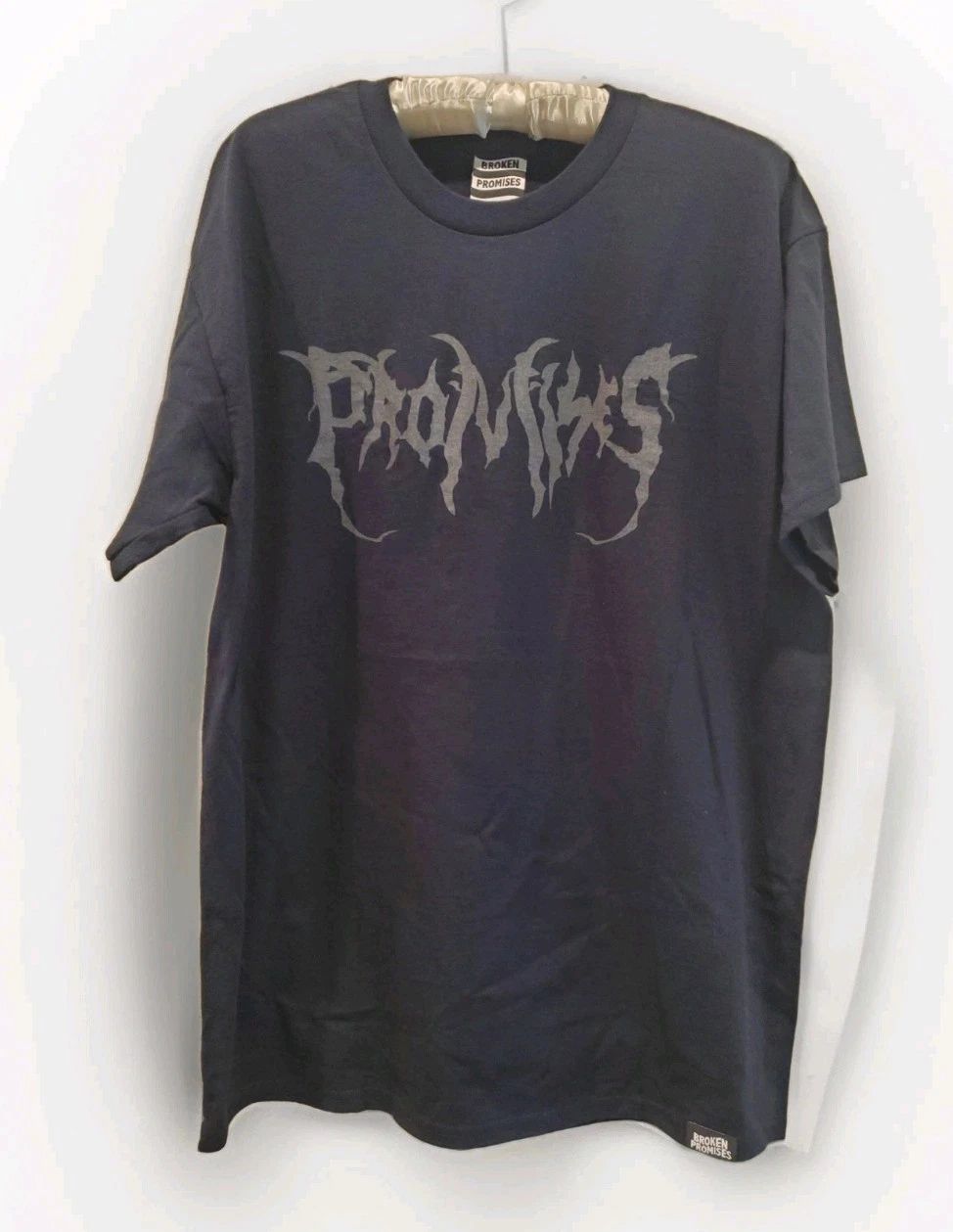 Broken Promises Men's Large T-Shirt Black Metal Logo Grunge Streetwear L
