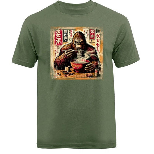 Sasquatch Bigfoot Eating Ramen Noodle-Japanese Anime Manga T-shirt