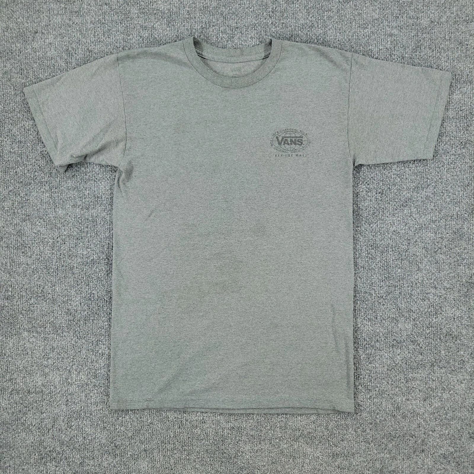 Vans Shirt Men Small Gray Logo Off The Wall Graphic Crew Neck Short Sleeve Adult