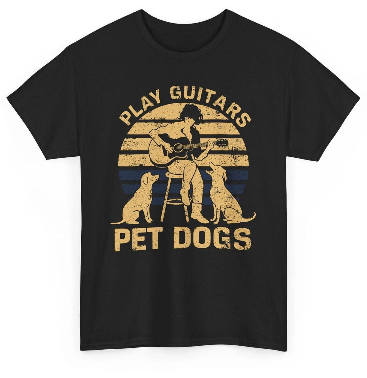 Play Guitars Pet Dogs Retro Music T-shirt - Guitarist Animals Dogs Lovers Tee