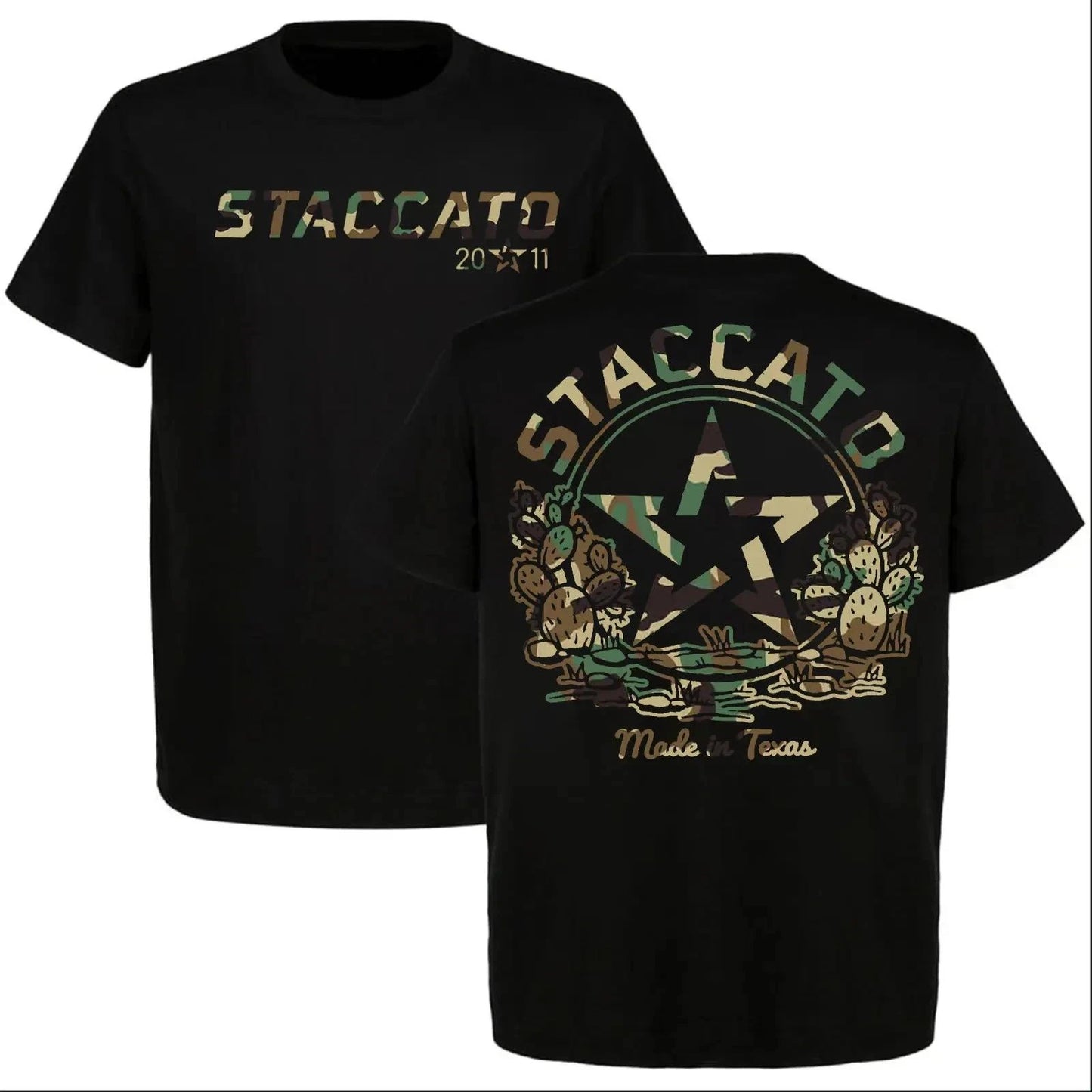 Staccato 2011 Texas Camo T-Shirt Tactical Star Graphic Tee Made in Texas Mens