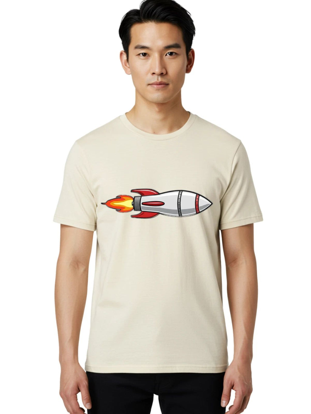Silver-Rocket Mens Graphic Tee, 100% Cotton, Casual Summer Wear